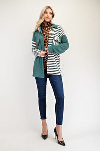 Celeste Striped Button Up Dropped Shoulder Shacket