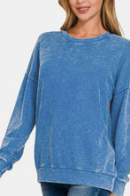 Load image into Gallery viewer, Zenana Washed Round Neck Dropped Shoulder Sweatshirt
