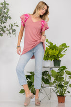 Load image into Gallery viewer, Celeste Floral Contrast Short Sleeve Top