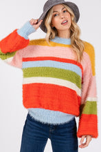 Load image into Gallery viewer, SAGE + FIG Color Block Round Neck Dropped Shoulder Sweater