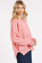 Load image into Gallery viewer, Mittoshop Side Slit Round Neck Drop Shoulder Sweater