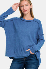 Load image into Gallery viewer, Zenana Exposed Seam Brushed Round Neck Sweater