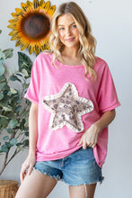 Load image into Gallery viewer, HOPELY Leopard Star Patch Short Sleeve T-Shirt