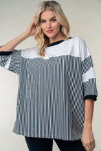 Load image into Gallery viewer, White Birch Full Size Striped Contrast Round Neck Top