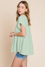 Load image into Gallery viewer, Cotton Bleu by Nu Lab Ruched Notched Short Sleeve Blouse