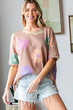 Load image into Gallery viewer, HOPELY Floral Round Neck Side Slit Waffle T-Shirt