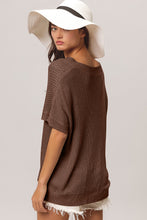 Load image into Gallery viewer, BiBi V-Neck Slit Short Sleeve Sweater