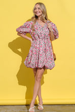 Load image into Gallery viewer, And The Why Floral Surplice Puff Sleeve Dress