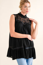 Load image into Gallery viewer, And The Why Lace Detail Sleeveless Ruffled Top