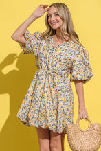 Load image into Gallery viewer, And The Why Floral Surplice Puff Sleeve Dress