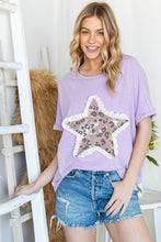 Load image into Gallery viewer, HOPELY Leopard Star Patch Short Sleeve T-Shirt