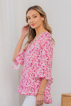 Load image into Gallery viewer, Sew In Love Floral V-Neck Flounce Sleeve Top