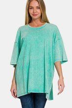 Load image into Gallery viewer, Zenana Washed Round Neck Drop Shoulder Oversized T-Shirt