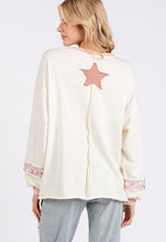 Load image into Gallery viewer, SAGE + FIG Peace &amp; Star Patch Contrast Round Neck Sweatshirt