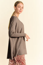 Load image into Gallery viewer, Davi &amp; Dani Round Neck Dropped Shoulder Long Sleeve Knit Top