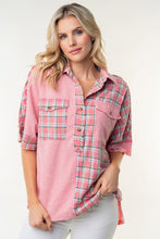 Load image into Gallery viewer, White Birch Plaid Color Block Half Button Top