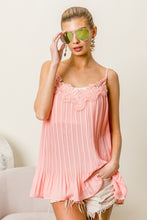 Load image into Gallery viewer, BiBi Front Lace Detailed Pleated Chiffon Cami