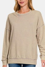 Load image into Gallery viewer, Zenana Washed Round Neck Dropped Shoulder Sweatshirt
