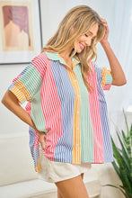 Load image into Gallery viewer, First Love Striped Button Down Short Sleeve Shirt