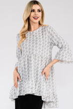 Load image into Gallery viewer, Celeste Houndstooth Flounce Sleeve High-Low Top