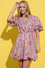 Load image into Gallery viewer, And The Why Floral Surplice Puff Sleeve Dress