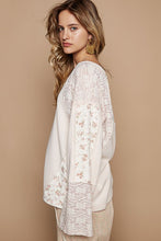 Load image into Gallery viewer, POL Lace Floral Round Neck Knit Top