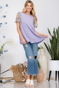 Celeste Open Tie Sleeve Round Neck Blouse