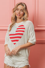 Load image into Gallery viewer, BiBi Striped Heart Contrast Knit Top