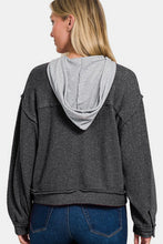 Load image into Gallery viewer, Zenana Brushed Hacci Button Down Drawstring Hooded Shacket
