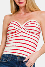 Load image into Gallery viewer, Zenana Twisted Sweetheart Neck Striped Tube Top