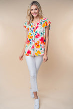 Load image into Gallery viewer, White Birch Full Size Short Sleeve Floral Woven Top