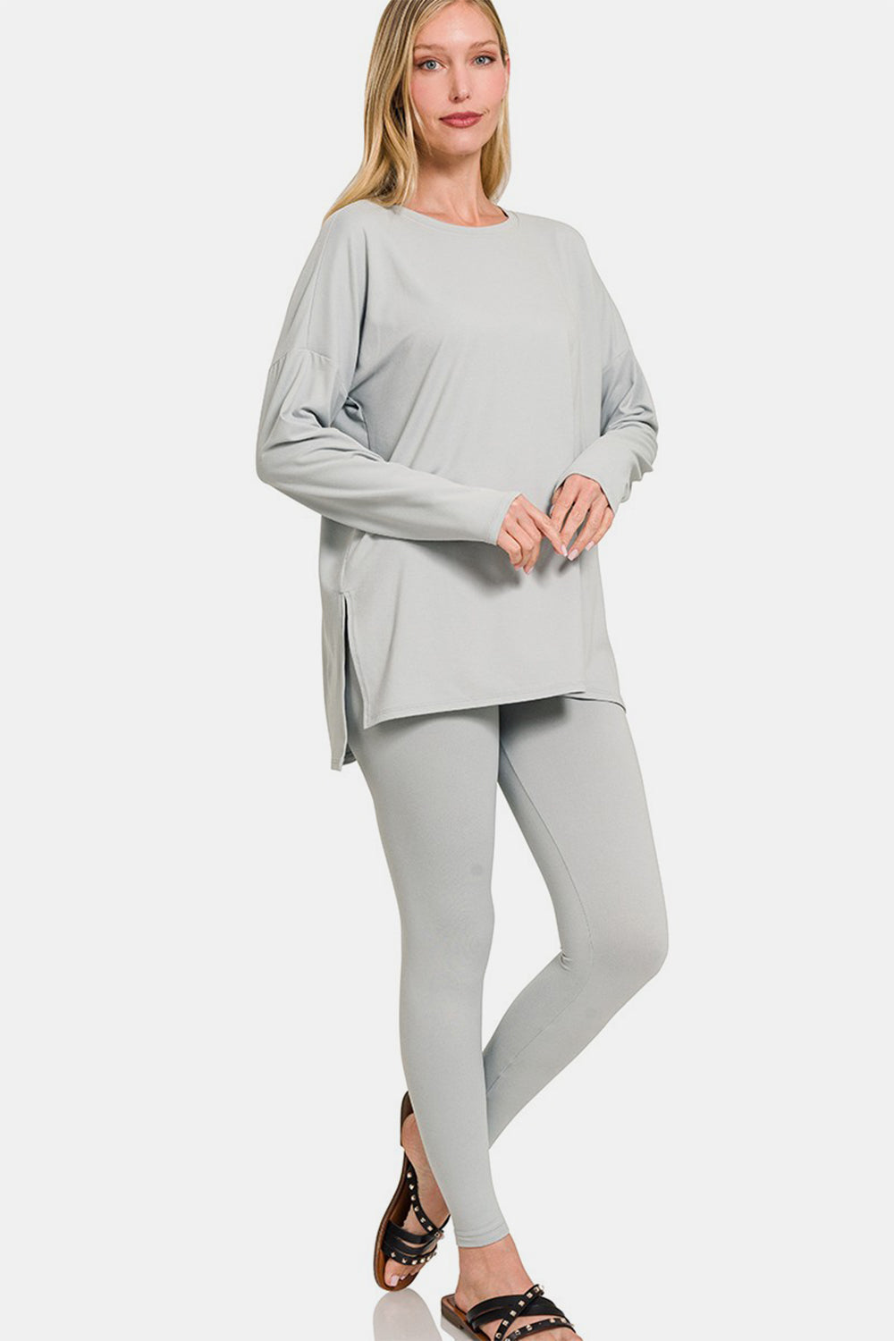 Zenana Brushed Microfiber Top and Leggings Lounge Set