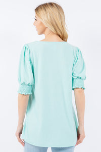 Celeste Swiss Dot Puff Sleeve Top