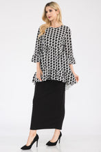 Load image into Gallery viewer, Celeste Houndstooth Flounce Sleeve High-Low Top