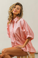 Load image into Gallery viewer, BiBi Button Up Striped Dolman Sleeve Shirt