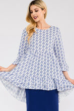 Load image into Gallery viewer, Celeste Houndstooth Flounce Sleeve High-Low Top