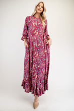 Load image into Gallery viewer, Celeste Ruffle Hem Paisley Round Neck Dress