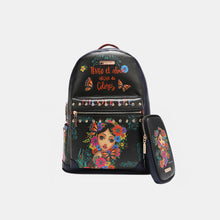 Load image into Gallery viewer, Nicole Lee USA Printed Vegan Leather Backpack Bag with Charging Port and Pouch