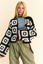 Load image into Gallery viewer, Davi &amp; Dani Two Tone Flower Square Crochet Open Front Cardigan