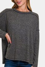 Load image into Gallery viewer, Zenana Exposed Seam Brushed Round Neck Sweater