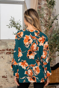 Sew In Love Wrinkle Free Floral Flounce Sleeve Top