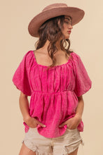 Load image into Gallery viewer, BiBi Pleated Puff Sleeve Washed Blouse