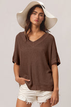 Load image into Gallery viewer, BiBi V-Neck Slit Short Sleeve Sweater