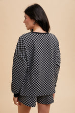 Load image into Gallery viewer, Annie Wear Checkered Round Neck Top and Drawstring Shorts Set