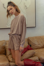 Load image into Gallery viewer, Annie Wear Checkered Round Neck Top and Drawstring Shorts Set