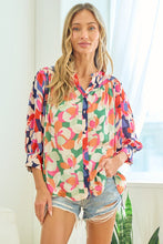 Load image into Gallery viewer, First Love Floral Button Down Satin Shirt
