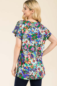 Celeste Round Neck Short Sleeve Floral T-Shirt