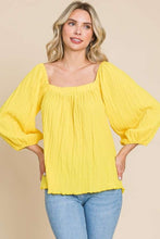 Load image into Gallery viewer, Culture Code Texture Square Neck Puff Sleeve Top