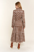 Load image into Gallery viewer, And the Why Plaid Tiered Midi Shirt Dress