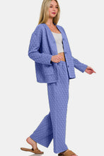 Load image into Gallery viewer, Zenana Quilted Button Up Long Sleeve Top and Pants Lounge Set